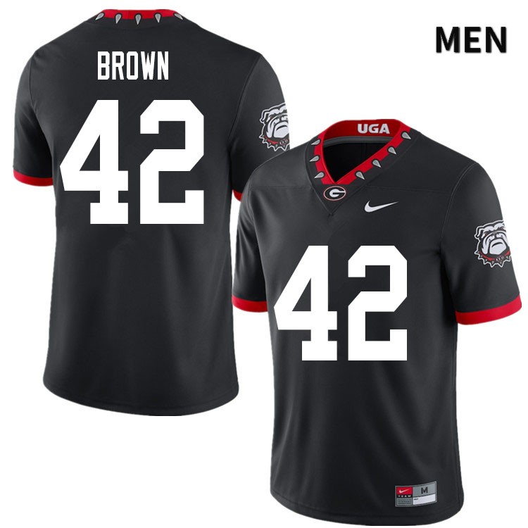 Georgia Bulldogs Men's Matthew Brown #42 Black 2020 Mascot 100th Anniversary Stitched College UGA Football Jersey 23EJ013ZK